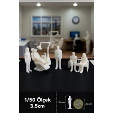 Aysluka 7 Parça Diş Kliniği Figür Seti 1/50 Ölçek 3.5cm, Dişçi Koltuğu Maket Seti