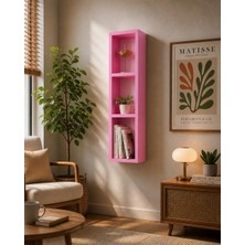 Dekormer Design Kitaplık Duvar Rafı Yatay-Dikey Tek Pembe