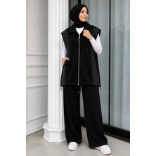 İmaj Butik Siyah Garnili Yelek Pantolonlu Takım