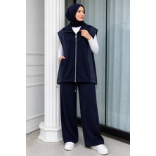 İmaj Butik Lacivert Garnili Yelek Pantolonlu Takım