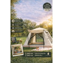 Mo Dou Tam Otomatik Kamp Çadırı 240X240 cm 3 Saniyede Kurulum Su Geçirmez Sineklikli Geniş Çadır Outdoor