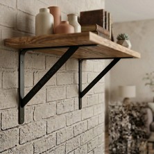 Mr.Bracket 20X20CM Orta Yük 2 Ad. Siyah Modern Raf Altı Tutucu Ayak - Metal L Demir Duvar Montaj Destek Aparatı