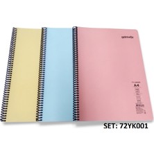 Umur Mynote 30005697 Flex Plastik Kapak Spralli A-4  Kareli Defter 72 Yaprak Pastel Renkler ( 3 Adet )