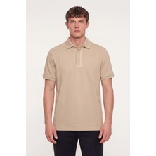 Sabri Özel Erkek Kum Dar Kesim Slim Fit %100 Pamuk Pike Polo Yaka T-Shirt