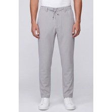 Sabri Özel Erkek Açık Gri Normal Kesim Regular Fit Pamuklu Armürlü Bel Lastikli Jogger Pantolon