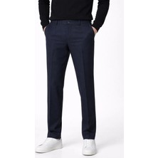 Giotelli Erkek Lacivert Dar Kesim Slim Fit Viskon Dokuma Yan Cep Normal Bel Pantolon