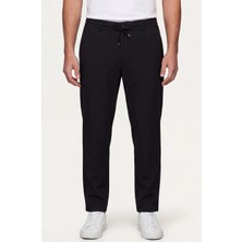 Sabri Özel Erkek Siyah Normal Kesim Regular Fit Pamuklu Armürlü Bel Lastikli Jogger Pantolon