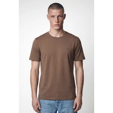Giotelli Erkek Kahve Dar Kesim Slim Fit %100 Pamuk Bisiklet Yaka Tişört