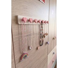 Aysluka 7 Figürlü Takı ve Kolye Düzenleyici, Takı Organizeri, Takı Askılığı Beyaz-Pembe Kalp