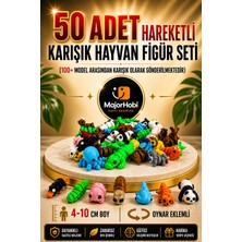 Major Hobi 50 Adet Hareketli Eklemli Karışık Hayvan Figür Seti 4-10 cm (100+ Model)