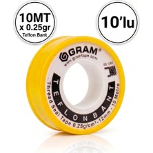 Gram Teflon Bant Su Tesisatı Sızdırmazlık Bandı 10'lu Paket / 12MM x 10MT