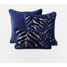 Lidoma Home "navy Zebra" Desenli Kırlent Kılıfı Seti- Gold