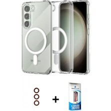 Pileli Store Pilelistore™ Galaxy S23 Plus Kılıf Ahenk Yansıma Prime - Siyah 5d Eko Cam Ekran Koruyucu + Metal Kamera Lens - Kı