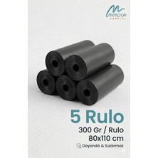 Merpak Ambalaj Kalın Çöp Torbası 300 gr x 5 Rulo Siyah Çöp Poşeti 80X110 cm Jumbo Endüstriyel Çöp Torbası