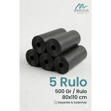 Merpak Ambalaj Kalın Çöp Torbası 500 gr x 5 Rulo Siyah Çöp Poşeti 80X110 cm Jumbo Endüstriyel Çöp Torbası