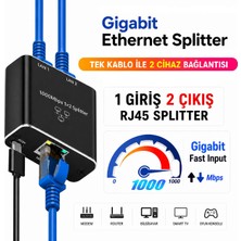 Anktek Ethernet Çoğaltıcı Splitter Gigabit 1000MBPS RJ45 Internet Çoğaltıcı Adaptör Cat6/7/8 2 Port