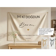 ZENkora 70X100 Kişiye Özel Doğum Günü Duvar Örtüsü Birinci Kalite Kumaş 70X100 (10 Adet Tasarım Peçete Hedıye)