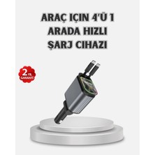Laraheiser Araç Şarj Cihazı 4 Portlu 66W Hızlı Şarjlı LED Işıklı ve 180° Dönebilir