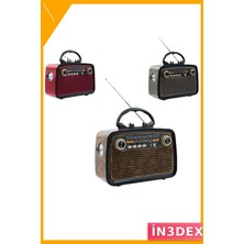 İn3dex Vintage Ahşap Bluetooth Hoparlör Fm Radyo Işıklı Nostaljik Tasarım
