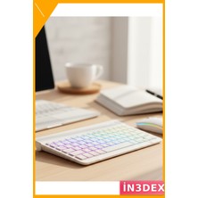 İn3dex Kablosuz Aydınlatmalı Klavye Mouse Seti Çoklu Cihaz Uyumlu
