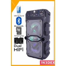 İn3dex Büyük Boy Bluetooth Hoparlör 5 Saat Çalma Süresi Çift Çıkışlı Ses Bombası
