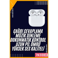 İn3dex Kablosuz Kulak Içi Bluetooth Kulaklık Beyaz Dokunmatik Kontrol Çağrı Cevaplama