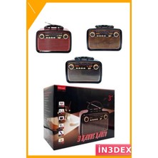 İn3dex Ahşap Radyo Bluetooth Hoparlör Tf Sd USB Fener Işıklı