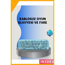İn3dex Kablosuz Klavye Mouse Seti 104 Tuşlu Retro Tasarım Ergonomik