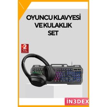 İn3dex Işıklı Oyuncu Klavye Mouse Seti Bluetooth 5.2 Kulaklık Paketi