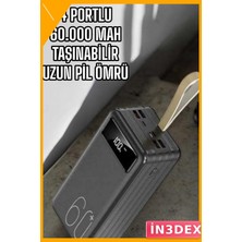 İn3dex 60.000 Mah Dijital Göstergeli 4 Portlu Taşınabilir Powerbank