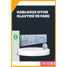 İn3dex Kablosuz Retro Daktilo Klavye Fare Seti 104 Tuş Sessiz