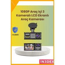 İn3dex 3 Kanallı Araç Kamerası 2.0 Inç Ekran Full Hd 1080P Gece Görüşlü