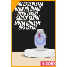 İn3dex Akıllı Saat 45MM Gümüş Kasa Bej Kordon Uyku Sağlık Takibi