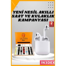 İn3dex Akıllı Saat ve Kablosuz Kulaklık Seti 7 Kordonlu 2. Nesil