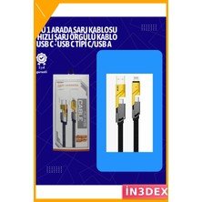 İn3dex 4'ü 1 Arada Hızlı Şarj Kablosu 65W Örgülü Usb-C Lightning