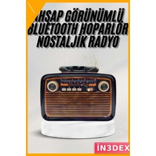 İn3dex Vintage Ahşap Bluetooth Hoparlör Fm Radyo Işıklı Nostaljik Tasarım