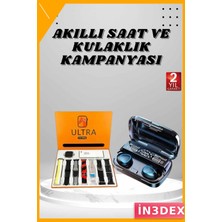 İn3dex Akıllı Saat ve Tws Bluetooth Kulaklık Seti 2.09 Inç Hd Ekran Nabız Ölçer