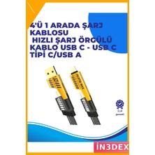 İn3dex 4'ü 1 Arada Hızlı Şarj Kablosu 65W Usb-C Usb-A Lightning