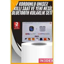 İn3dex Akıllı Saat 49MM 2inç Ekran 7 Kordonlu Bluetooth Kulaklık