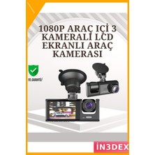 İn3dex 3 Kameralı Araç Dvr 1080P Ön 720P Iç ve Arka Gece Görüşlü