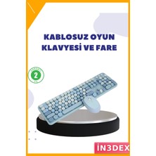 İn3dex Kablosuz Retro Klavye Mouse Seti 104 Tuş Sessiz Yazım