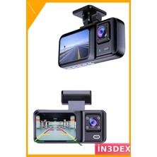 İn3dex Çift Kameralı Araç Içi Kamera 2 Inç Ekran 1080P Ön ve Iç Kayıt