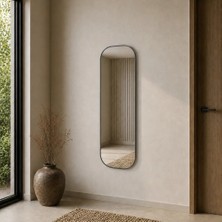 Aypars Atölye Modern Oval Boy Aynası 40X120 cm – Yuvarlak Hatlı Minimalist Gri Dekoratif Duvar Aynası 2026 Trend