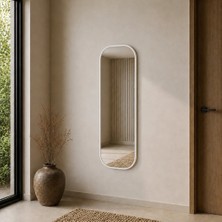 Aypars Atölye Modern Oval Boy Aynası 40X120 cm – Yuvarlak Hatlı Minimalist Beyaz Dekoratif Duvar Aynası 2026 Trend