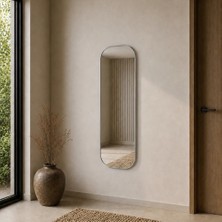 Aypars Atölye Modern Oval Boy Aynası 40X120 cm – Yuvarlak Hatlı Minimalist Gümüş Dekoratif Duvar Aynası 2026 Trend