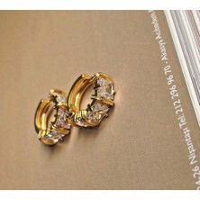 Stainless Stell Xuping Zirkon Taşlı Gold Halka Küpe