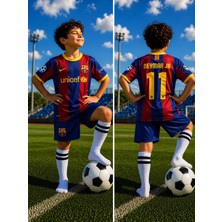 Barcelona Neymar Jr 2011 Sezon Şampiyonlar Ligi Çocuk Forma Takımı 4 Parça Forma Şort Çorap Bileklik Hediye