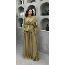 Cardella Vual Kumaş Dökümlü Ikili Takım Tesettür Uyumlu Şık Pantolonlu Takım