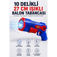 Duman Oyuncak Şarjlı Bubble Gun Köpük Tabancası 10 Delikli Işıklı Otomatik Köpük Oyuncağı – Büyük Su Tanklı