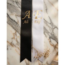ZENkora Gelin Damat Isimli Tören TakıKurdelesi Kişiye Özel Baskılı  2 Metre 2 Adet Beyaz Renk Gold Baskı